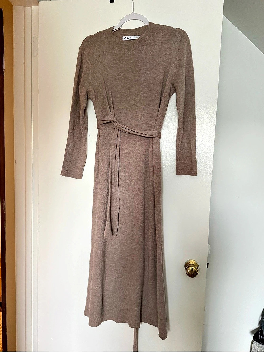 Zara Belted Knit Midi Dress